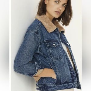 Anthropologie Pilcro Sherpa-Lined Denim Jacket | Size Small